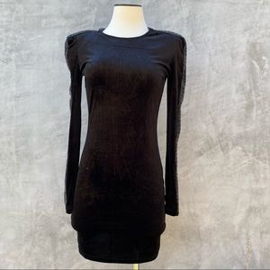 Vintage 90s Bodycon Velvet Mini Dress w Snakeskin